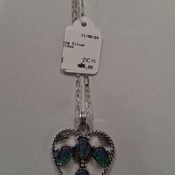 STERLING SILVER ART GLASS NECKLACE 