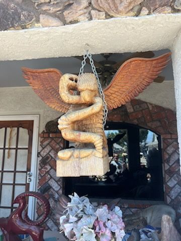 Hand Carved Eagle With Serpent Statue - $500