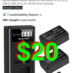 A Artman - NP-FW50 Battery 3-Pack and Upgraded 3-Slot ZV-E10 Battery LCD Charger for Sony ZV E10, Alpha A6500 A6400 A6300 A6000 A5100 A5000, A7S II, A