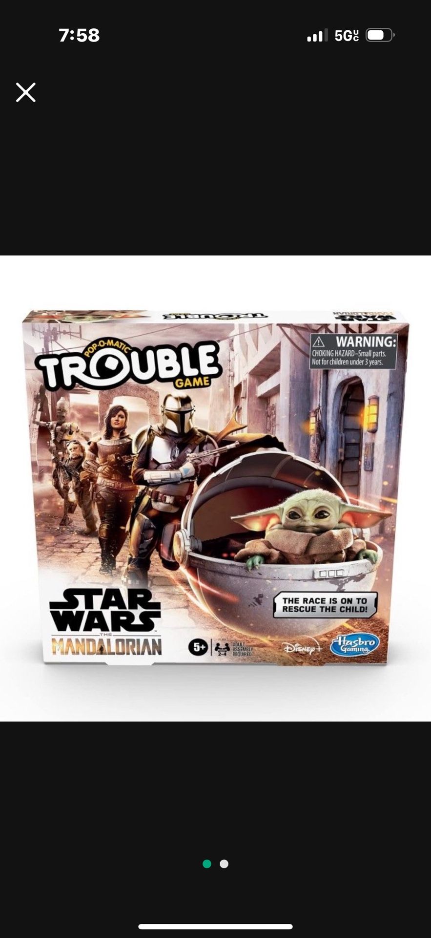 Hasbro Gaming Trouble: Star Wars The Mandalorian Edition Board Game