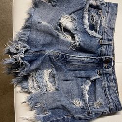 Distressed Zara High waisted Denim Shorts