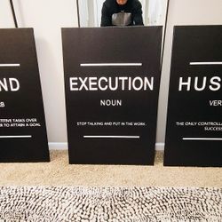 Set Of 3 24x36 Framed Canvas Motivational Wall Art. 