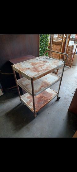 vintage metal rolling rack