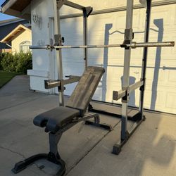Squat Rack, Adjustable Weight Bench, Olympic Barbell