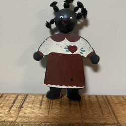 Vintage Folk Art Wooden Americana African/Black Farmhouse Doll