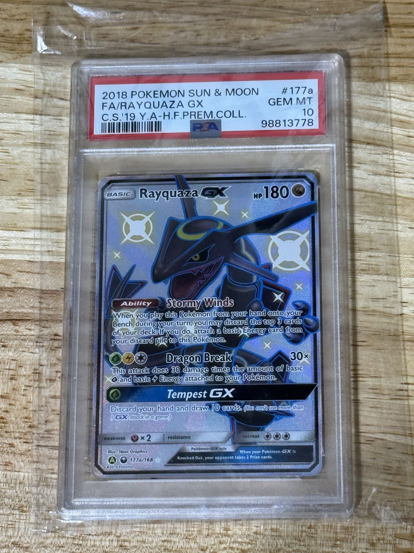 Pokemon Hidden Fates Rayquaza GX 177a - PSA 10
