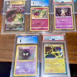 Pokemon - Lot of (5) Graded Cards: Mimikyu + Gastly + Zapdos - - PSA...BGS...CGC