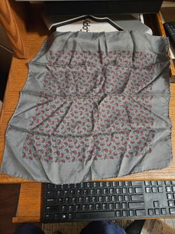 Scarf/Handkerchief Grey/Maroon Paisley Silk/Satin Vintage