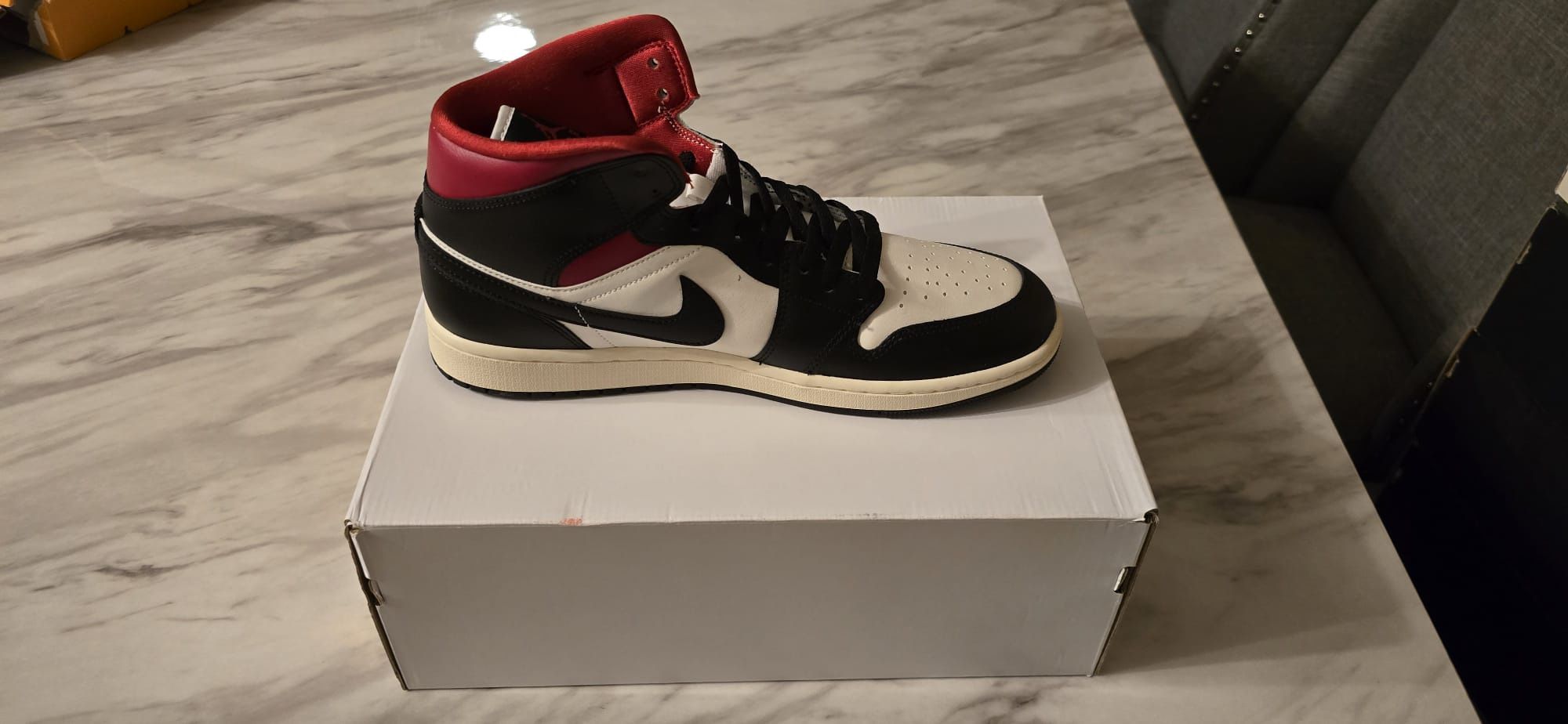 Size 12 Air Jordan Mid Black Sail Gym Red W