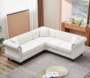 White microfiber sectional corner sofa couch