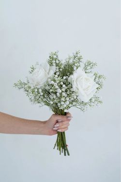 Set of 5 Real-Touch White Rose  Bridesmaid Bouquets