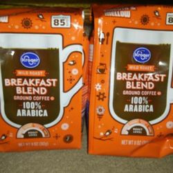 (2) Kroger Breakfast Blend Ground Coffee! 11 oz bags! 10/2025 