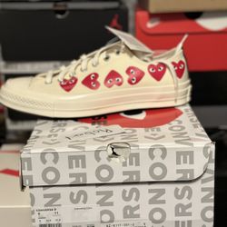 NEW CONVERSE CHUCK 70 LOW “Comme Des Garcons Play Multi Heart” Sz9