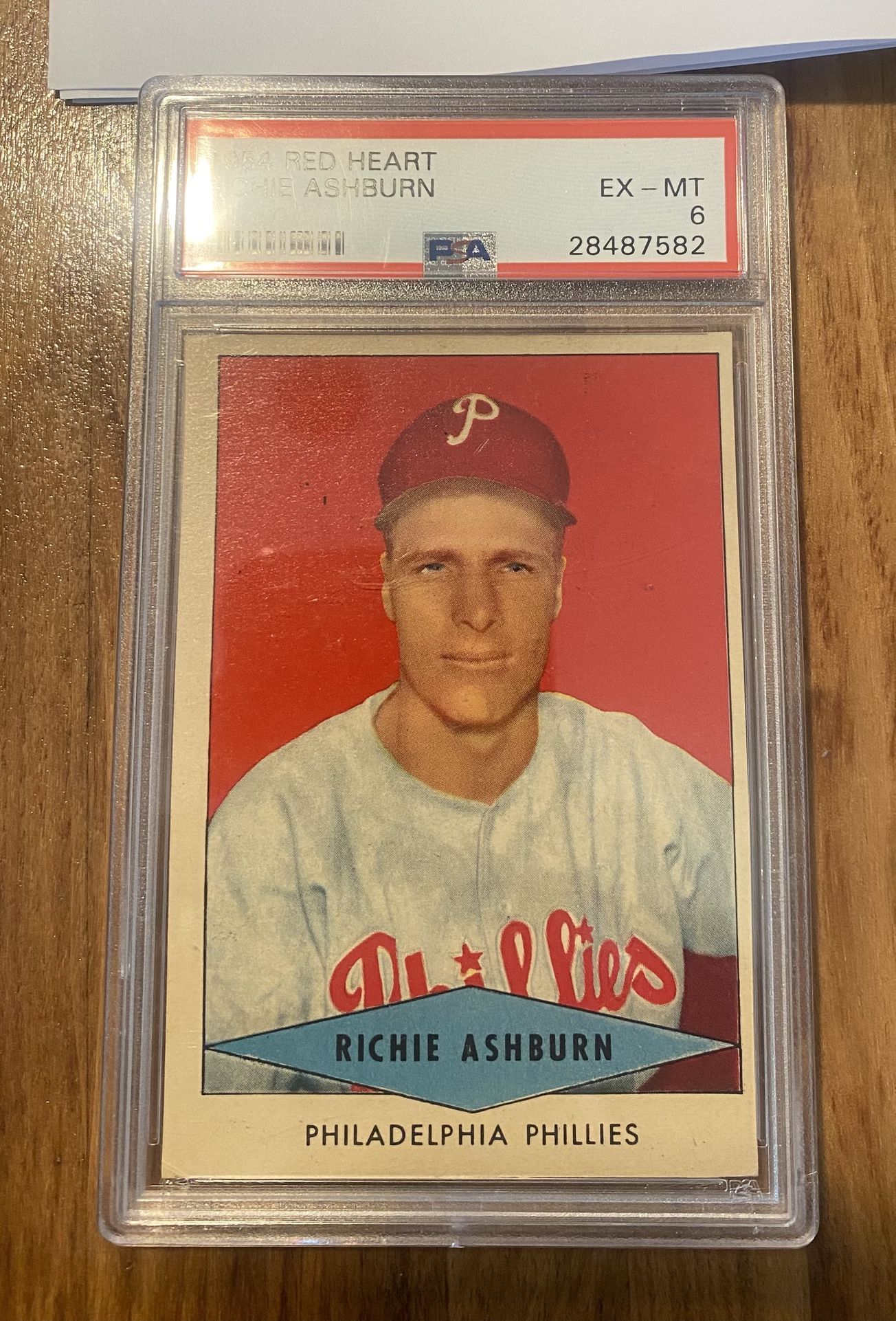 1954 Red Heart Richie Ashburn PSA 6