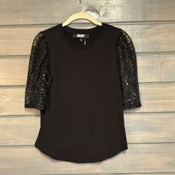 DKNY Glitter Sleeve Top