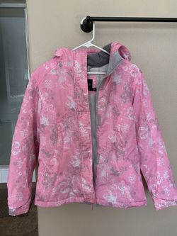 Girls Pink Grey White Ski Jacket 14/16 XL $15