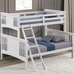 Brand New White Twin Over Full Bunk Bed 