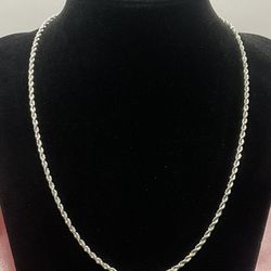 Sterling Silver Diamond Cut Rope 18” 2mm Necklace