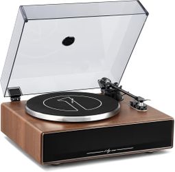 1 by ONE Vinyl Record Player with Bluetooth Input, All-in-One Turntable with Built-in Speakers, Phono Preamp, AT-3600L Cartridge, Belt Drive 33/45 RPM