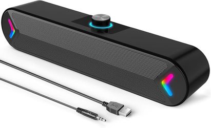 LENRUE Computer Speakers – USB-Powered PC Sound Bar
