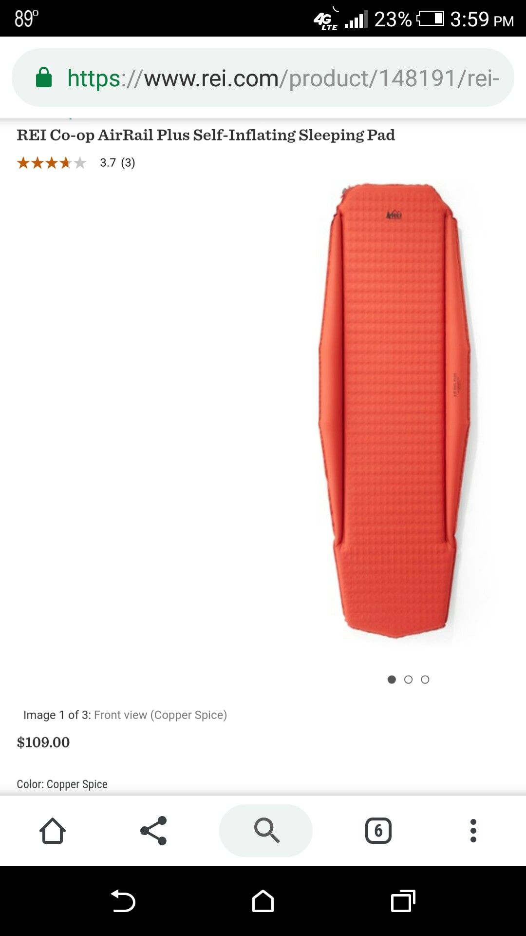 Brand New REI Self Inflating Air Mattress Pad Compact