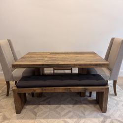 West Elm Emmerson 62” Dining Table + Bench + Cushion + 2 Chairs