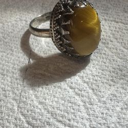 Vintage 925 Ring Tiger’s Eye Size 7.5