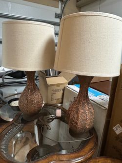 Pair of Decorative 2 Table Lamps with Shades