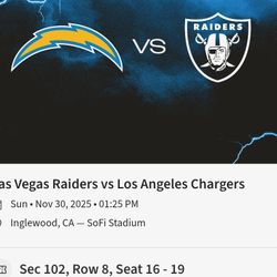 Chargers vs Raiders 4 Tickets + parking