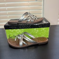 Sam Edelman Size 9 Women's Silver Strappy Flat Georgette Sandals
