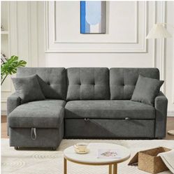 81.5 in. Straight Arm Velvet L-Shaped Sofa Reversible Sofa Bed Sofa Couch Sleeper with USB Port and Storage in 