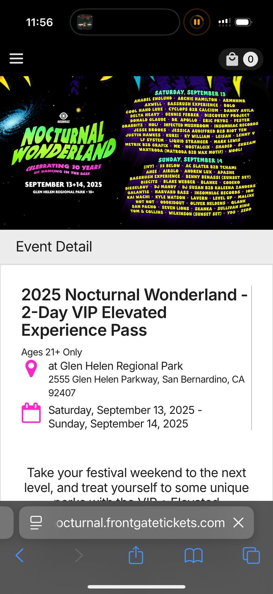 Save 50$ On Nocturnal VIP 2 Day Ticket