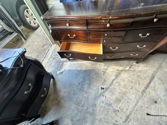 Dark Wood Dresser with Silver Hardware
