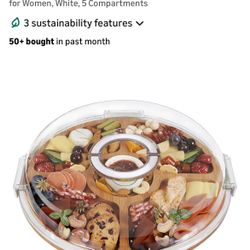 Round Charcuterie Board with Clear Lid,