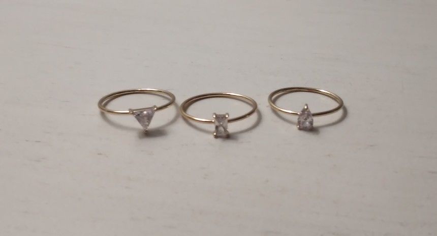 4 Piece Ring Set 14 K Gold Plated Cubic Zirconia