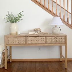Threshold woven drawer console table deals