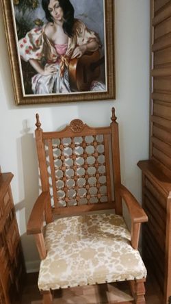 Mid-century oak table 6 chairs