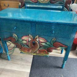 Dresser, mirror, and end table