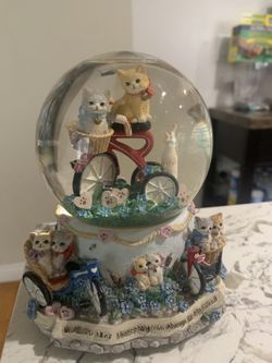 Musical Ball Decorated With 2Cats Siting In a Bike