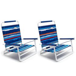 SunnyFeel Low Folding Beach Chair for Adults, Lightweight Beach Chair, Portable Camping Sand Chairs with Hard Armrest, Supports, NEW 