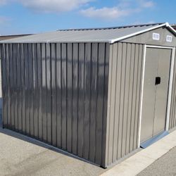 Sales $395!!!  (New in box) 8’ L x 10’ W x 6.’ H galvanized steel Metal Storage Shed Outdoor Garden Backyard 8’x10’ Storage.