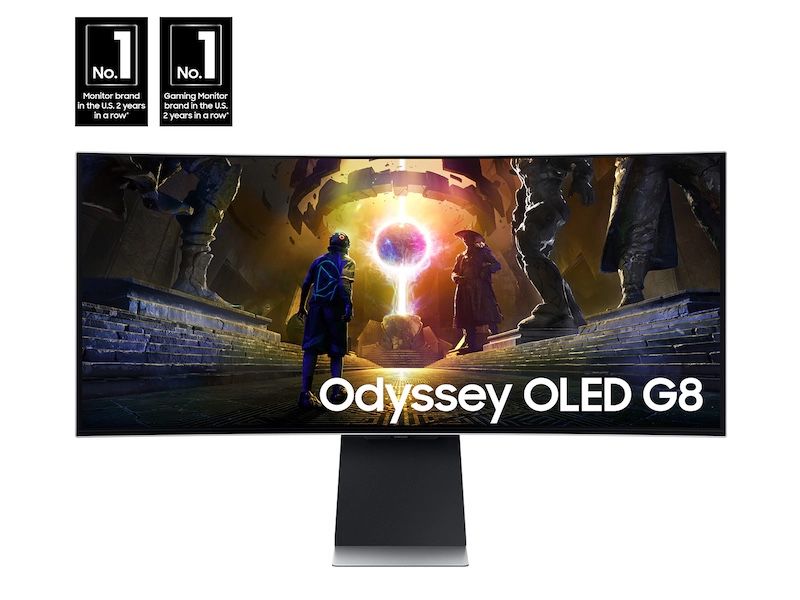 34" Odyssey QD-OLED G8 (G85SD) Ultra-WQHD 175Hz 0.03ms G-Sync Compatible Curved Gaming Monitor with Glare Free and Smart Features