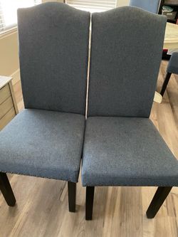 6 Blue Fabric Dining Chairs
