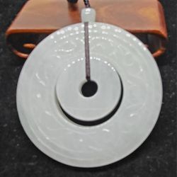 Untreated Burmese Jadeite Jade TypeA Pendant Lucky Circle. 
