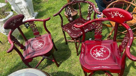 Chinese Rosewood Armchairs with Mother of Pearl Inlay
