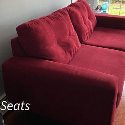 Red Sofa Couches (2 items - 3 seats and 2 seats)