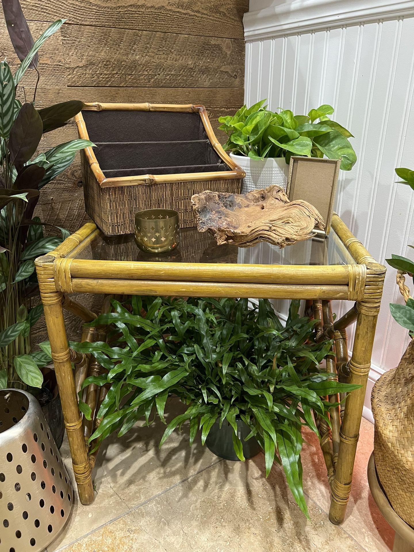 Vintage Bamboo Boho Mail Letter Holder Sorter Organizer Display Wicker Rattan Coastal Retro