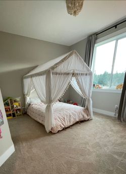 Restoration Hardware - Cole weathered white Bed with canopy cover