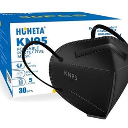 HUHETA Black HN95 FOLDABLE PROTECTIVE MASK 30 COUNT