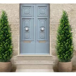 Set of 2 - 6 Ft. Faux Cedar Trees for Outdoor Use [NEW IN BOX]  Retails for $200+ <<No Assembly Req'd>>